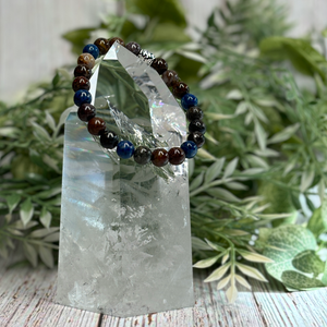 Pietersite and Denim Lapis Stretch Bracelet - Artisan Made