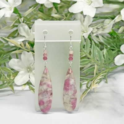 Pink Tourmaline in Quartz Earrings - Artisan Made