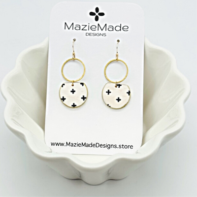 Polymer Clay Earrings: Black and White Small - Artisan Made