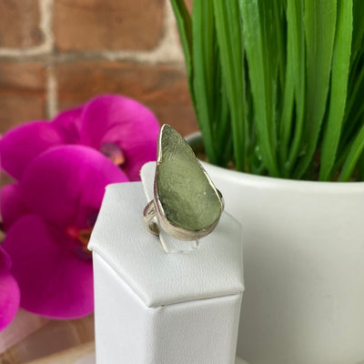 Prehnite Ring Natural 1" with sterling silver Sized or Adjustable Band