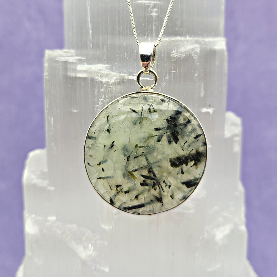 Prehnite sterling silver Pendant 1.5”