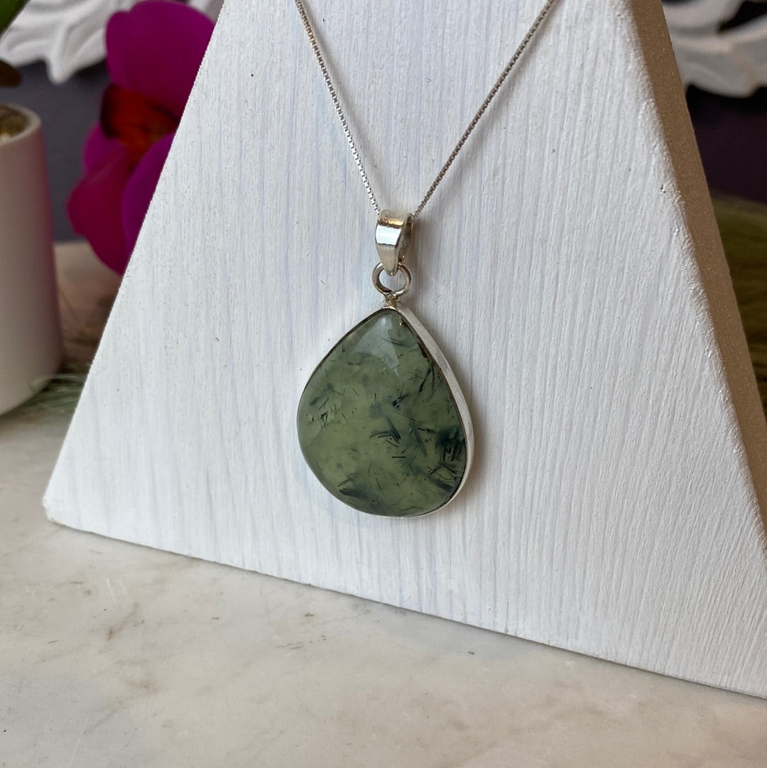 Prehnite sterling silver Pendant 1.5”