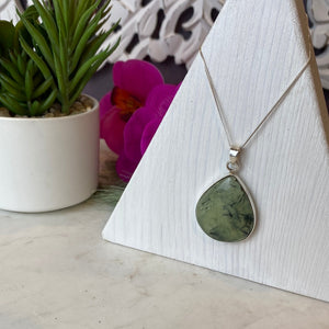 Prehnite sterling silver Pendant 1.5”