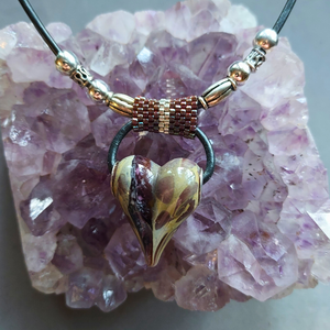 "Pure Heart" Glass & Beadwork Necklace - Artisan Made