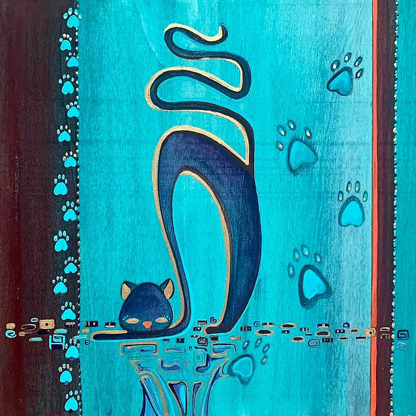 Purrrfect Kitty Hand Painted Framed Print - Artisan Made