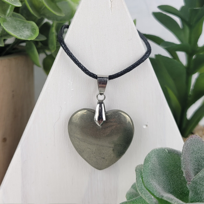 Pyrite Polished Heart Pendant-Handmade