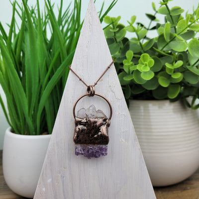 Quartz Cluster Bohemian Style Necklace with Accent