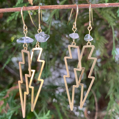Quartz Lightning Bolt Earrings - Artisan Made