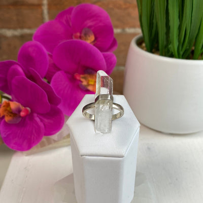 Quartz Point sterling silver Ring 1" Crystal