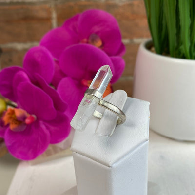 Quartz Point sterling silver Ring 1" Crystal