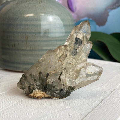 Quartz Point with Green Tourmaline Various Sizes