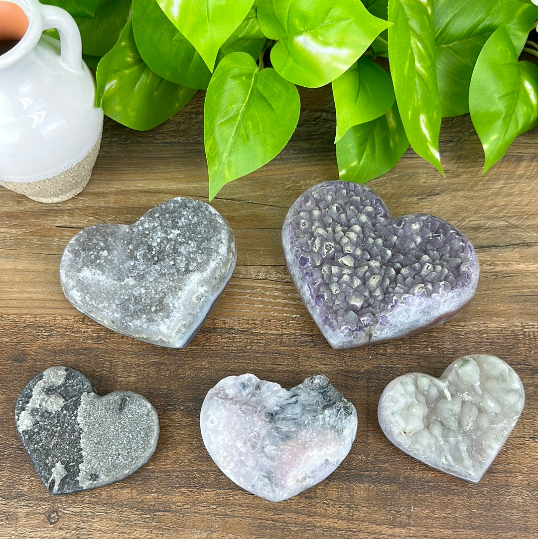 Rainbow Amethyst Druzy Heart Specimen 2-3.9"