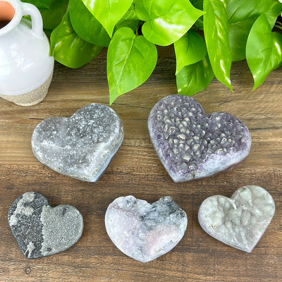 Rainbow Amethyst Druzy Heart Specimen 2-3.9"