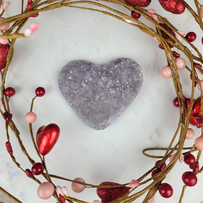 Rainbow Amethyst Druzy Heart Specimen 4.5-7"