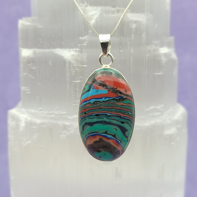 Rainbow Calsilica sterling silver Pendant