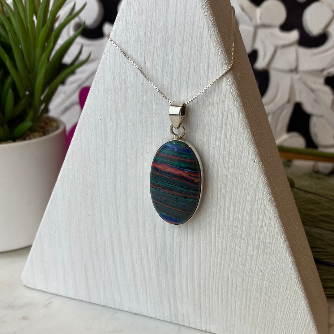 Rainbow Calsilica sterling silver Pendant