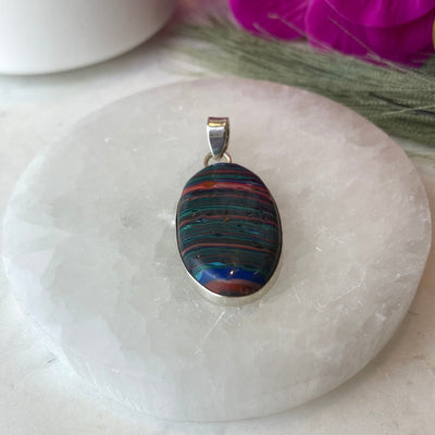 Rainbow Calsilica sterling silver Pendant