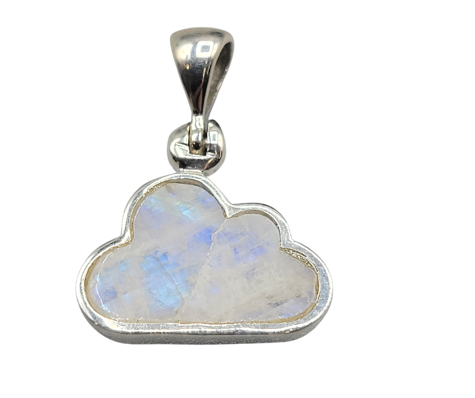 Rainbow Moonstone Cloud sterling silver Pendant