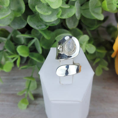 Rainbow Moonstone Sterling Silver Wrap Ring-Adjustable