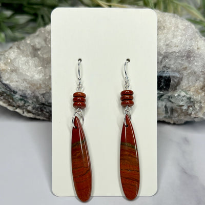 Red Jasper Teardrop Earrings - Artisan Made