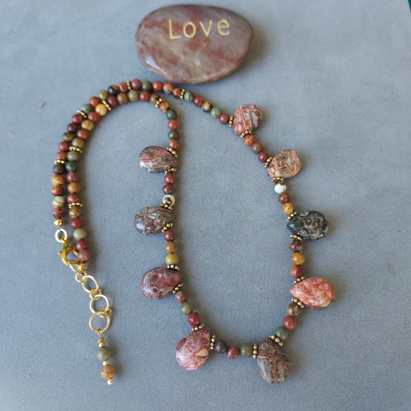 "Red River Canyon" Red Creek Jasper Teardrop Necklace - Artisan Made