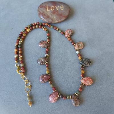 "Red River Canyon" Red Creek Jasper Teardrop Necklace - Artisan Made