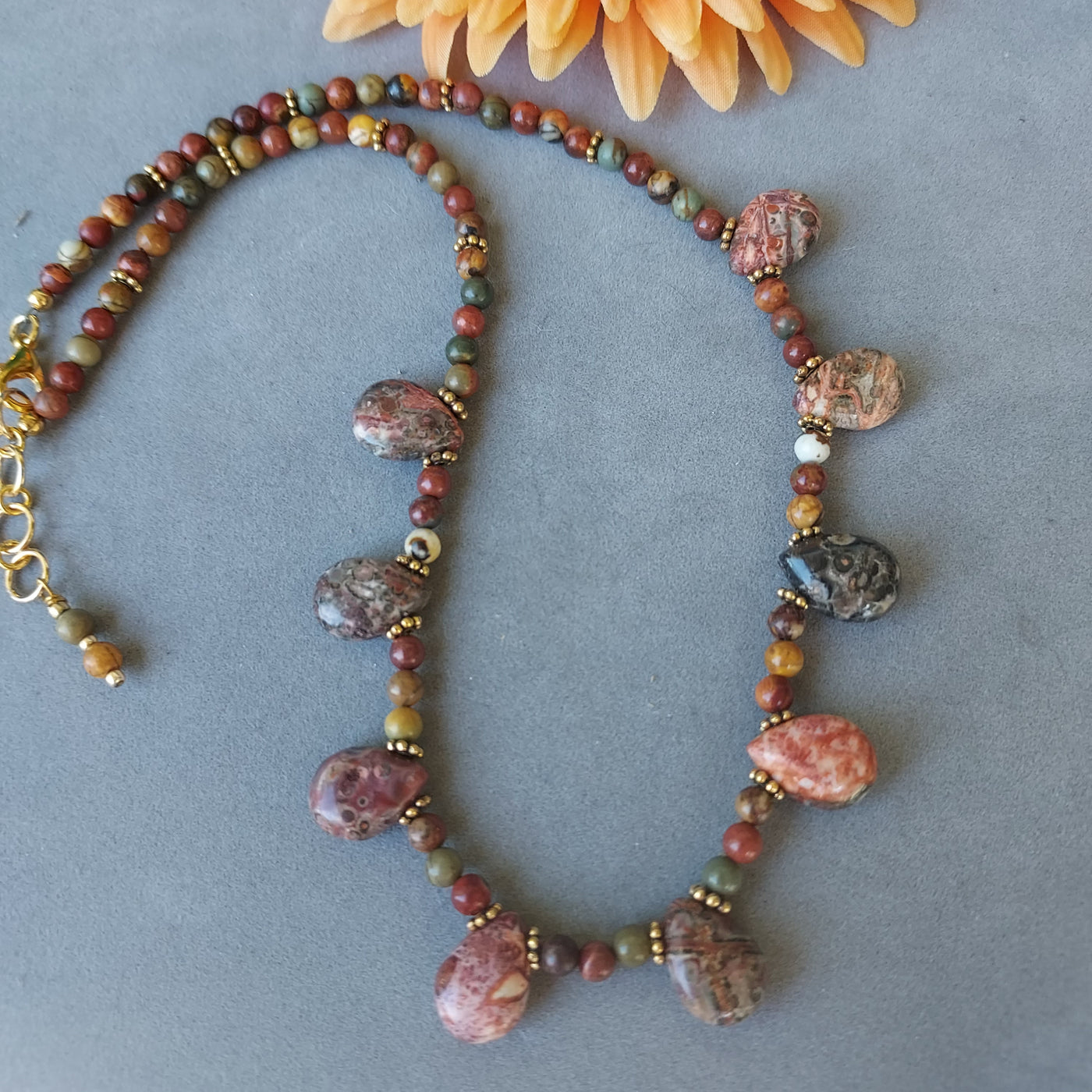"Red River Canyon" Red Creek Jasper Teardrop Necklace - Artisan Made