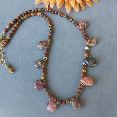 "Red River Canyon" Red Creek Jasper Teardrop Necklace - Artisan Made