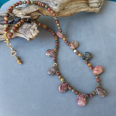 "Red River Canyon" Red Creek Jasper Teardrop Necklace - Artisan Made