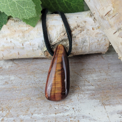 Red Tiger Eye Adjustable Cord Necklace