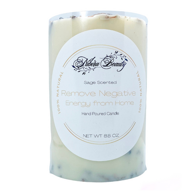 Remove Negative Energy From Home Candle w/Smoky Quartz & Obsidian - Artisan Made