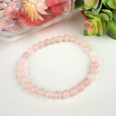 Rose Quartz 6mm Beaded Stretch Bracelet