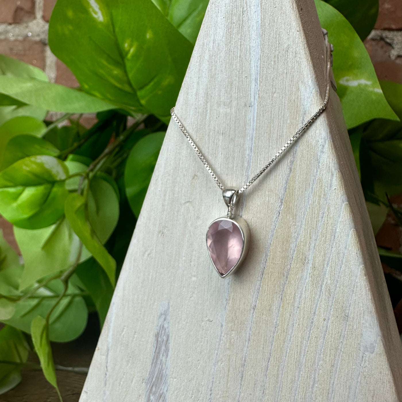 Rose Quartz Faceted sterling silver Bezel Set Pendant 0.5" (Assorted Shapes)