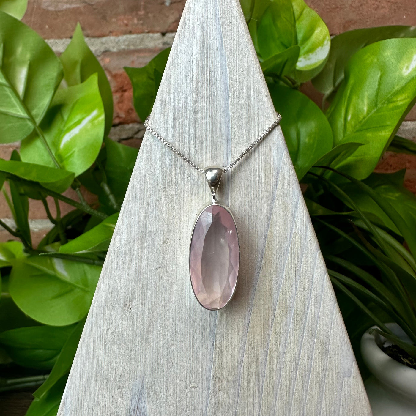 Rose Quartz Faceted Sterling Silver Bezel Set Pendant 0.75-1" (Assorted Shapes)