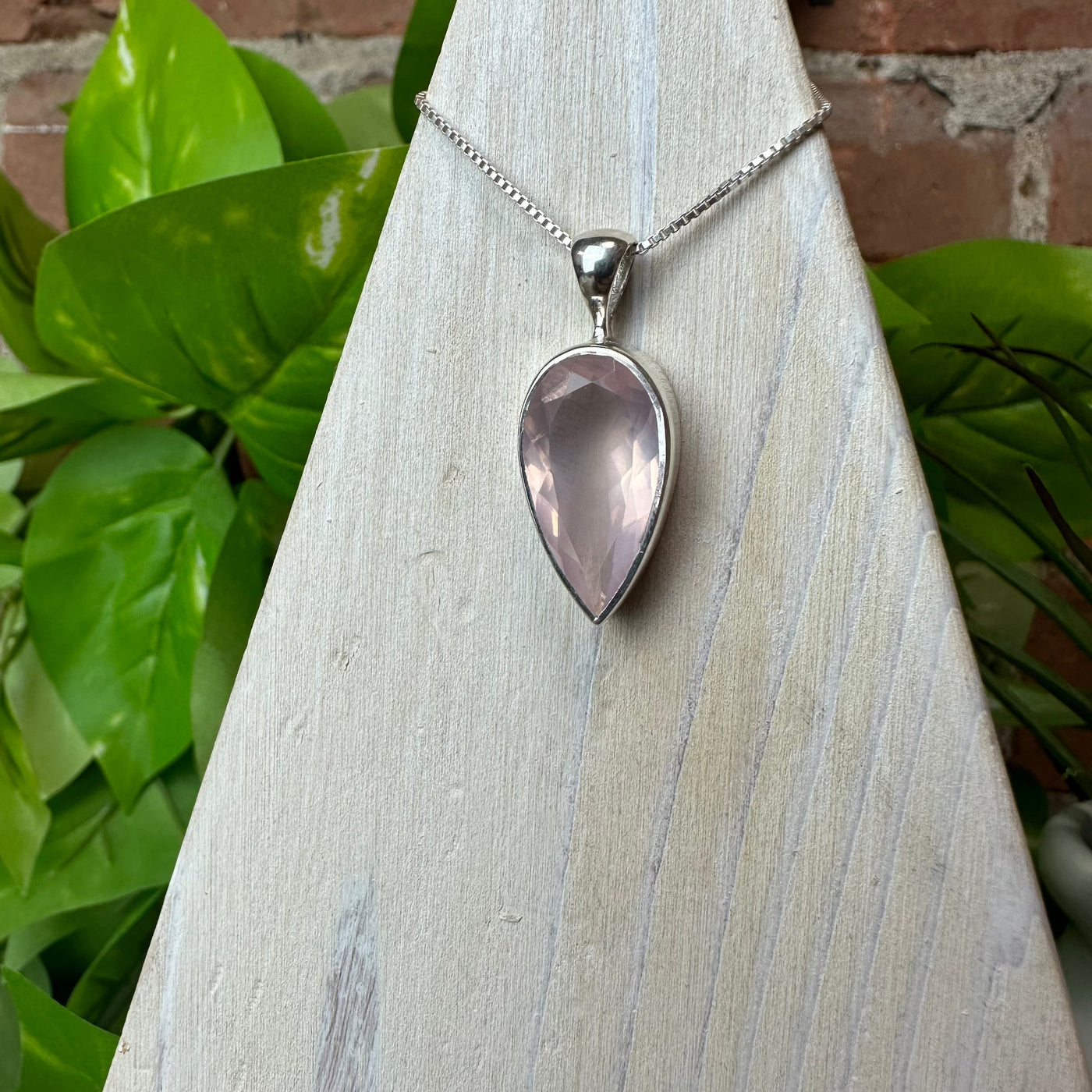 Rose Quartz Faceted Sterling Silver Bezel Set Pendant 0.75-1" (Assorted Shapes)