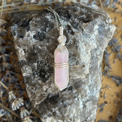 Rose Quartz Point - Handmade Wire Wrapped Necklace - Artisan Made