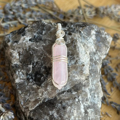 Rose Quartz Point - Handmade Wire Wrapped Necklace - Artisan Made