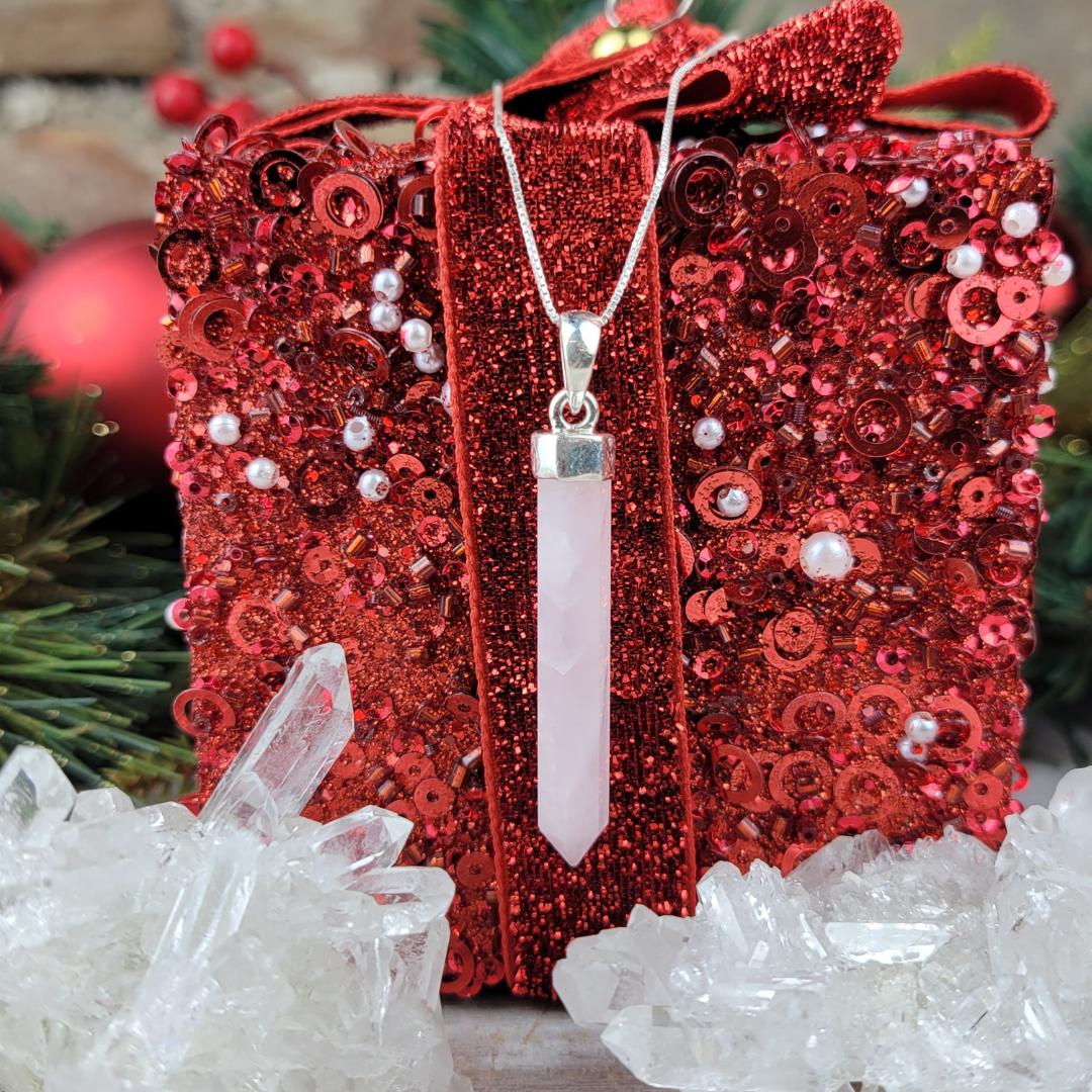 Rose Quartz Point Pendant w/Sterling Silver Cap