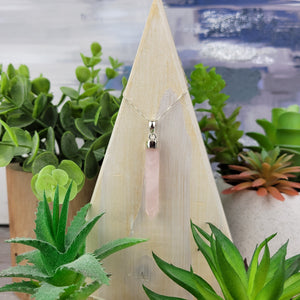 Rose Quartz Point Pendant w/Sterling Silver Cap