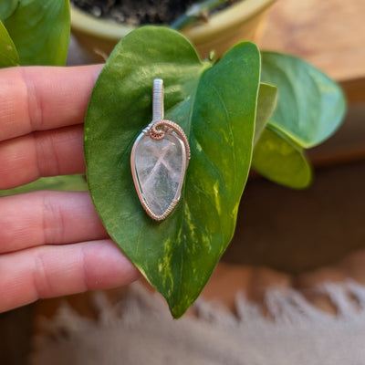 Rose Quartz Wire Wrapped Pendant - Artisan Made