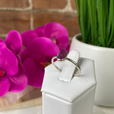 Rough Gemstone Ring (Pink Tourmaline, Emerald, Black Tourmaline, Rhodolite, Rose Qtz, Ruby) Sterling Silver Sized Ring