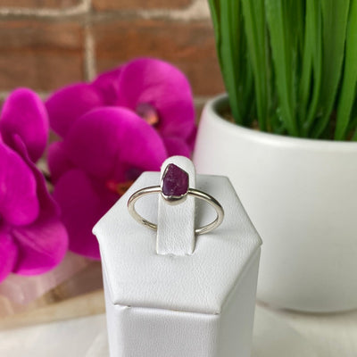 Rough Gemstone Ring (Pink Tourmaline, Emerald, Black Tourmaline, Rhodolite, Rose Qtz, Ruby) Sterling Silver Sized Ring