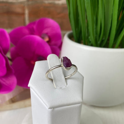 Rough Gemstone Ring (Pink Tourmaline, Emerald, Black Tourmaline, Rhodolite, Rose Qtz, Ruby) Sterling Silver Sized Ring