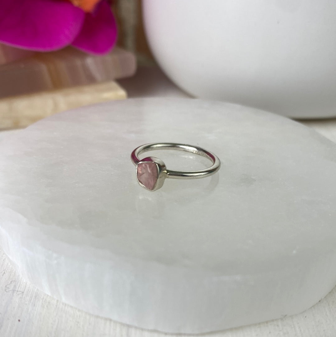 Rough Gemstone Ring (Pink Tourmaline, Emerald, Black Tourmaline, Rhodolite, Rose Qtz, Ruby) Sterling Silver Sized Ring