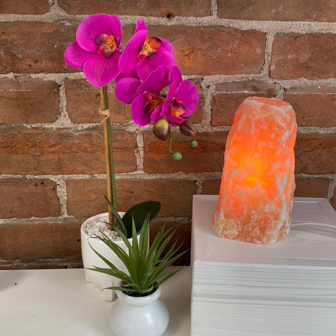 Rough Orange Calcite Lamp with bulb and cord