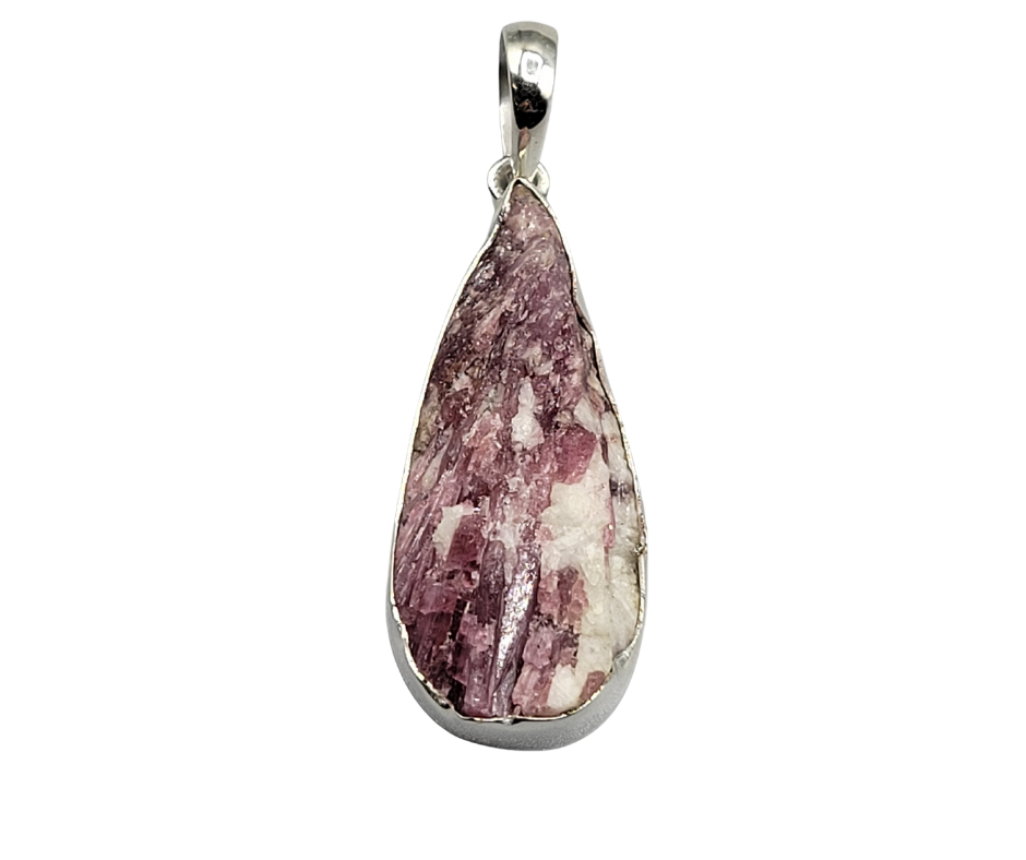 Rough Pink Tourmaline Freeform sterling silver Bezel Pendant