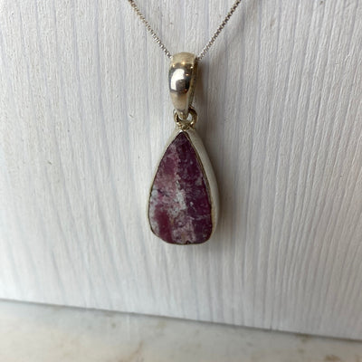 Rough Pink Tourmaline Freeform sterling silver Bezel Pendant