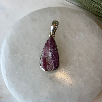 Rough Pink Tourmaline Freeform sterling silver Bezel Pendant