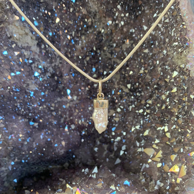 Rough Point Natural Crystal sterling silver Pendant-Assorted