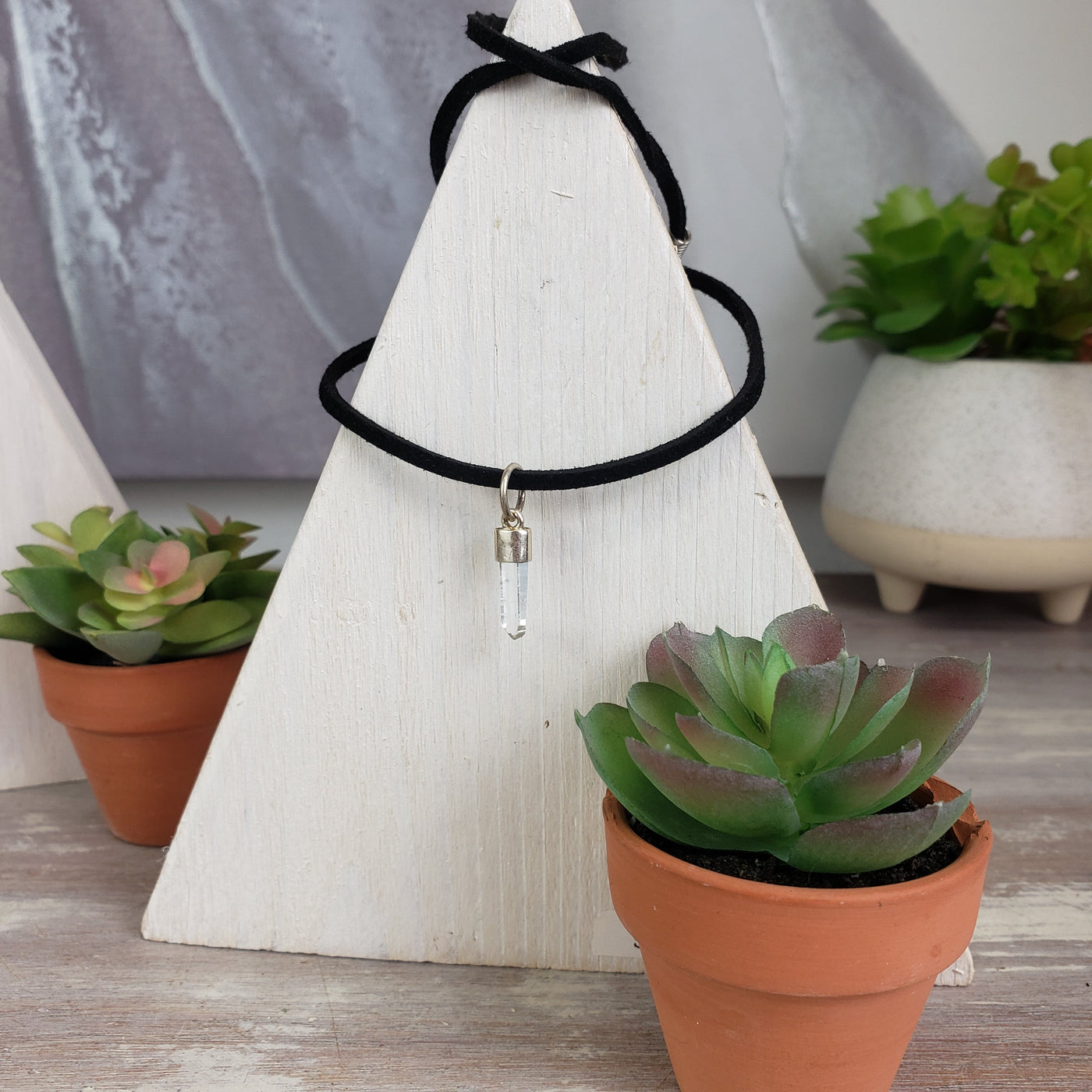 Rough Point Natural Crystal sterling silver Pendant-Assorted